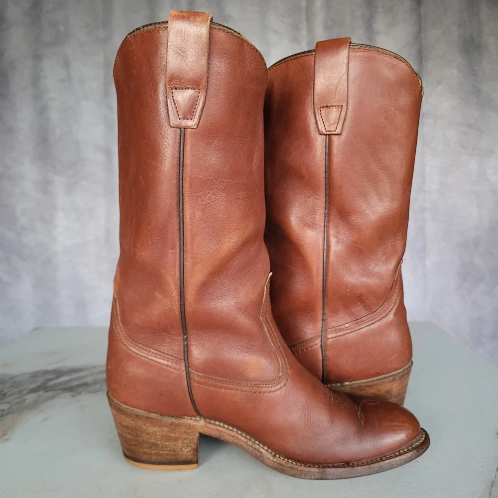 Size 6 M Vintage Wolverine Block Heel Western Boots Women's Tall